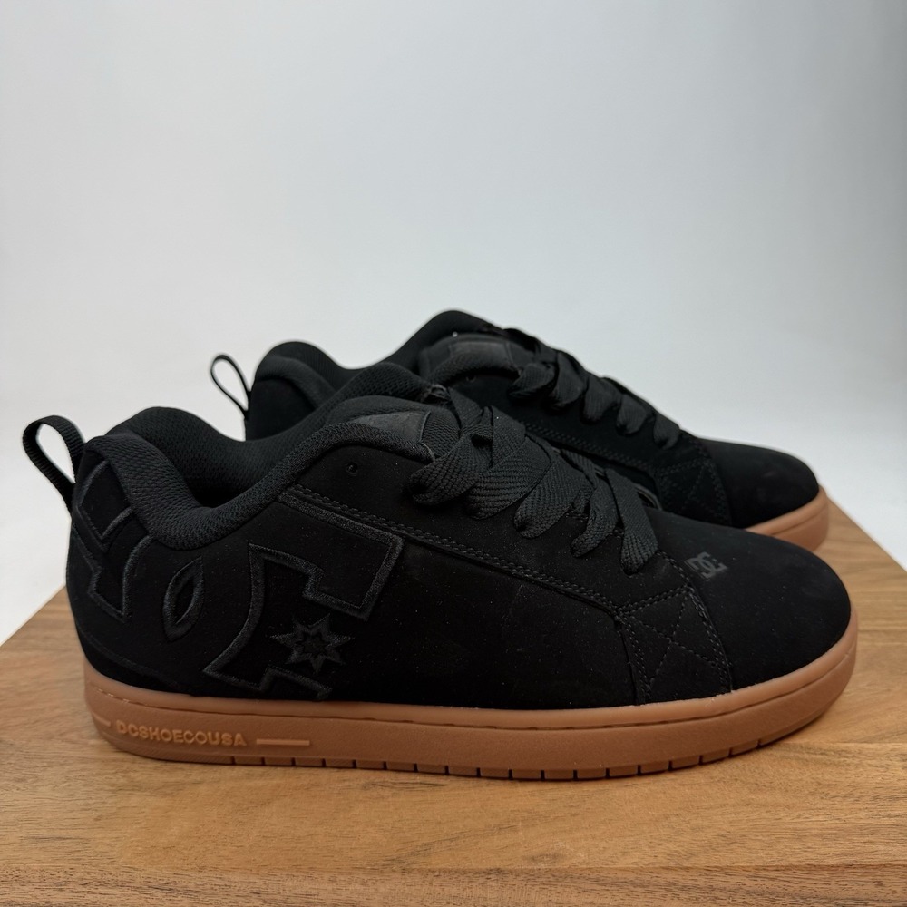 New Mens DC Court Graffik Leather Black Skateboarding Sneakers Shoes Size 10 M